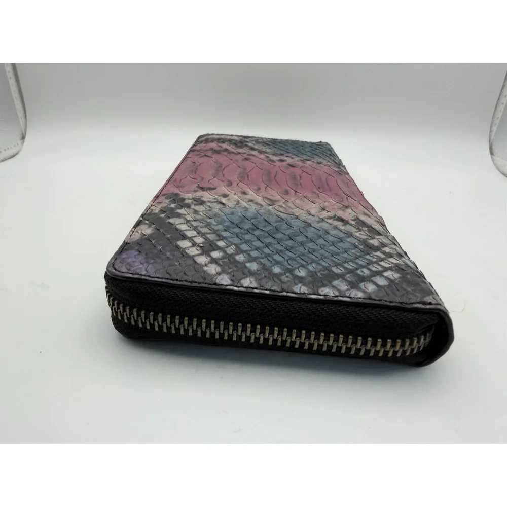 VERY RARE COACH RETIRED MULTI COLOR PYTHON ACCORDION ZIP-AROUND WALLET